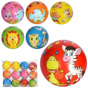 М'яч дитячий фомовий MS 3437-1 (360шт) 6,3см, 6видів, тварини, упаковка кульок 12шт