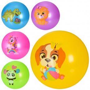 М'яч дитячий MS 3509 (120шт) 9 дюймів, малюнок, 60г, 5 кольорів, 5 видів (тварини, динозавр)