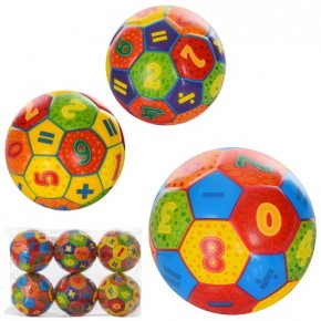 М'яч дитячий фомовий MS 3523-3 (120шт) 10см, цифри, 3 види, упаковка 6шт у кульці