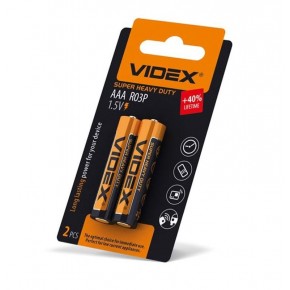bat AAA 3 Videx Батарейка сольова блістер, 2 шт, R03P ціна за 1 шт