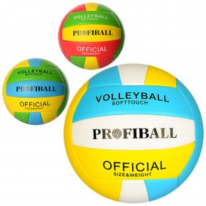 М'яч волейбольний EN 3248 (30шт) офіц.розмір, ПВХ 2,7мм, 300-320г, Profiball, 3 кольори, в кульці