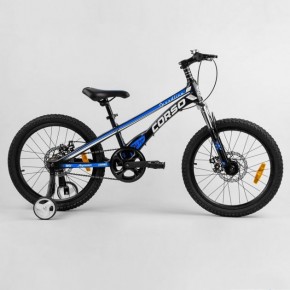 Детский магниевый велосипед 20`` CORSO «Speedline» MG-64713 (1) магниевая рама, дисковые тормоза, дополнительные колеса, собран на 75% [Коробка]  