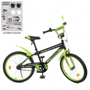 Велосипед дитячий PROF1 20д. Y20321-1 (1шт) Inspirer, SKD75, чорно-салат(мат), ліхтар, дзвінок, дзеркало, підніжка