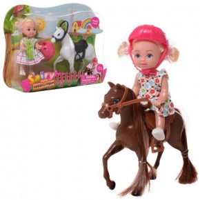 Кукла DEFA 8390 (48шт) 10см, лошадь 11см, шлем, 2вида, в слюде, 24-17-5см