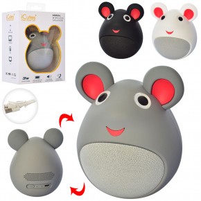 Колонка MB-M919 (24шт) мишка 10см, Bluetooth, USBшнур, від мережі, 3 кольори, в коробці, 12-16-8,5см