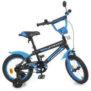 Велосипед детский PROF1 14д. Y14323 (1шт) Inspirer,SKD45,черно-синий(мат),фонарь,зв,зерк,доп.кол			