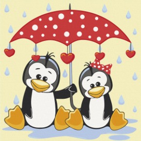 Набір для розпису "Пінгвіни під парасолькою" 30*30 см 15543-AC