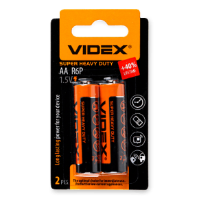 bat AA 6 Videx Батарейка сольова блістер, 2 шт, R6P ціна за 1 шт