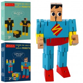 Дерев'яна іграшка MD 2741 (50шт) супергерой, 2 види, в кор-ці, 13-18,5-3см