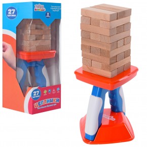 Дерев'яна іграшка Гра UKB-B0096 (24шт) Цеглини/Вежа, баланс, блоки, 27дет, кор,18-29,5-15,5см