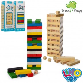 Дерев'яна іграшка Гра MD 1211 вежа, 51блок, кубики, 2 види, в коробці, 19,5-5,5-5,5см
