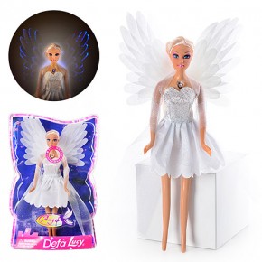 Кукла DEFA 8219 (48шт) ангел, свет, в слюде, 33-21-7см